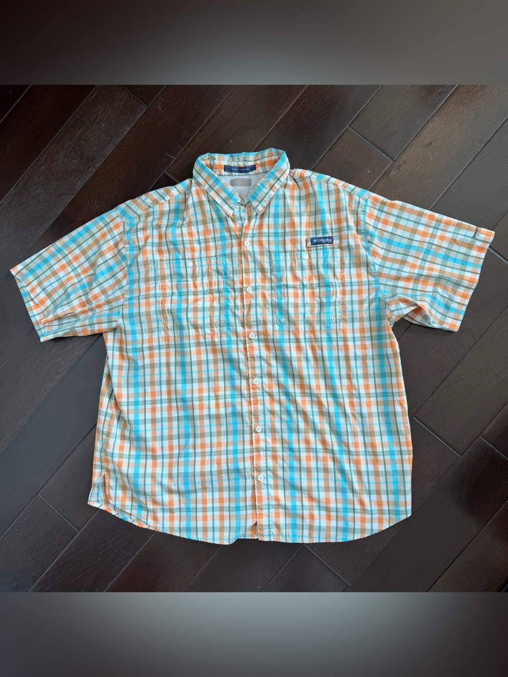 Columbia PFG Super Tamiami Plaid Shirt Short Sleeve Omnishade Mens 2XL EUC